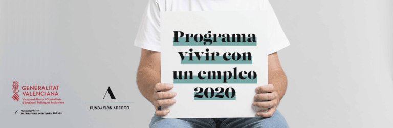 una persona sujeta un cartel en el que se menciona Programa vivir con un empleo 2020