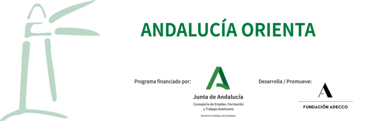 Imagen programa Andalucía Orienta con logo de la Junta de Andalucía y logo de la Fundación Adecco