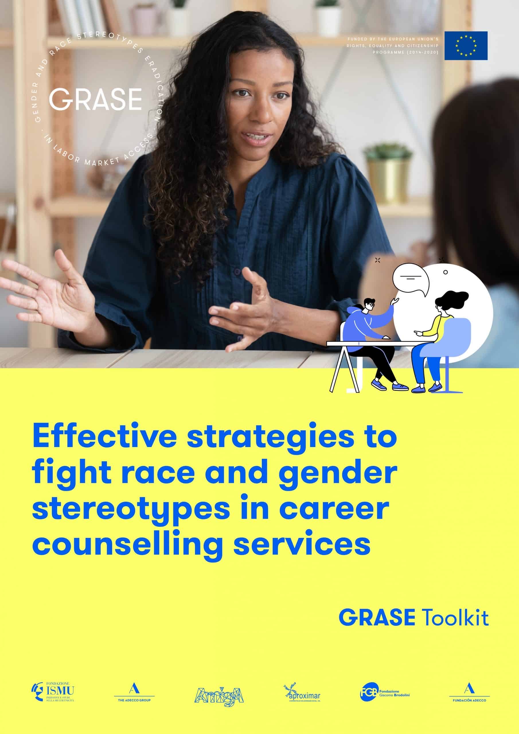 Portada del kit de herramientas "Estrategias eficaces para luchar contra estereotipos de raza y género en servicios de orientación laboral.