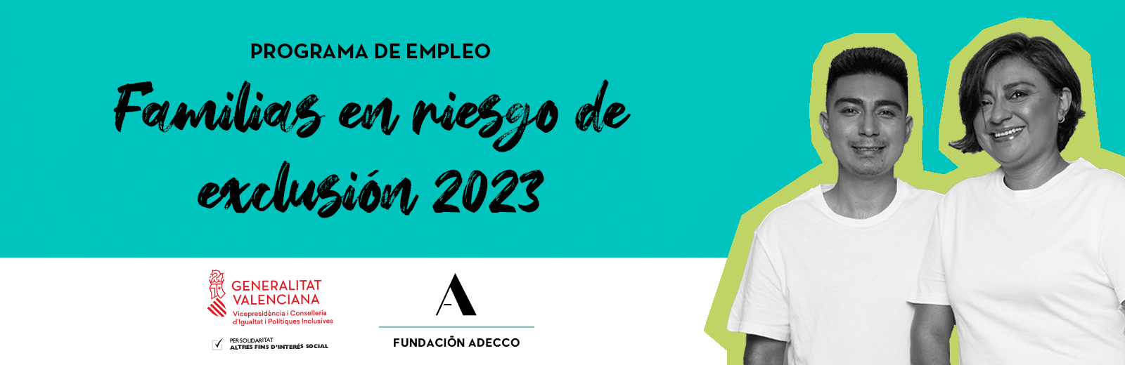 Mujer y adolescente. Programa de empleo para familias en riesgo de exclusión 2023. Fundación Adecco y Generalitat Valenciana.
