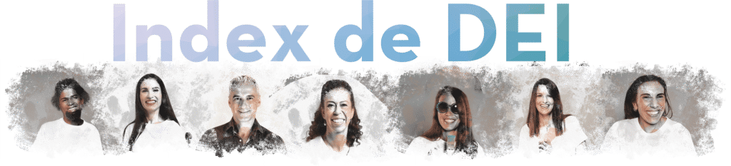 Imagen con el titular "Index de DEI" y fotos ilustradas de diferentes personas con características distintas