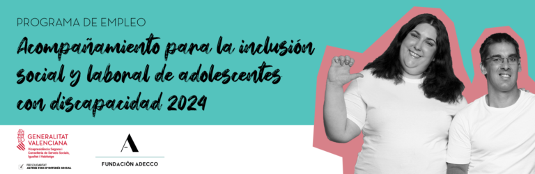 Acompañamiento para la inclusión de adolescentes con discapacidad 2024. En la imagen, dos jóvenes con discapacidad aparecen sonriendo a cámara.